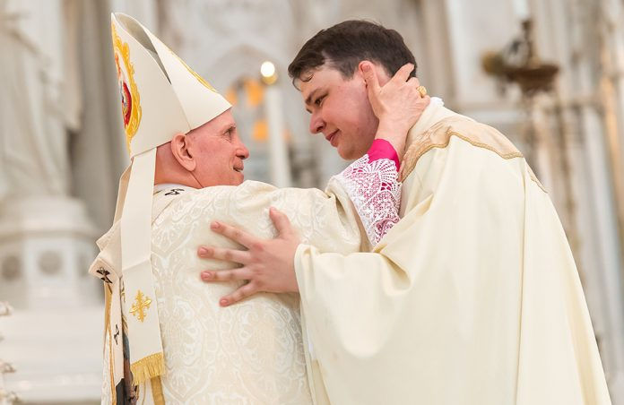 Father Peter Srsich, a cancer survivor, was ordained a priest at the Cathedral Basilica of the Immaculate Conception on May 15, 2021. (Photo by Anya Semenoff/Denver Catholic)