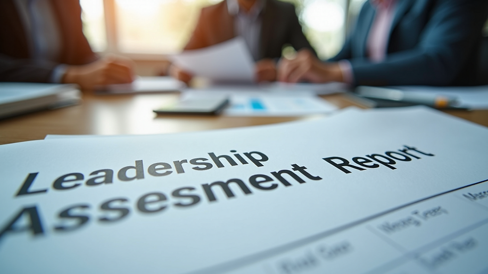 Close-up view of a leadership assessment report on a desk