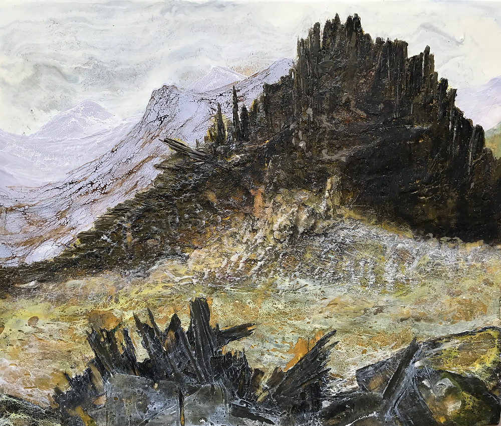 Encaustic Mixed Media painting by Melanie Williams - Castell y Gwynt