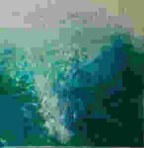 An encaustic image of bubbles under the surface of the sea
