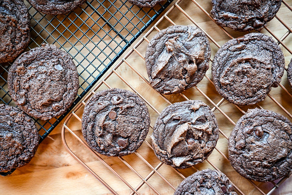 BAKERY-STYLE DOUBLE CHOCOLATE FUDGE BROWNIE COOKIES