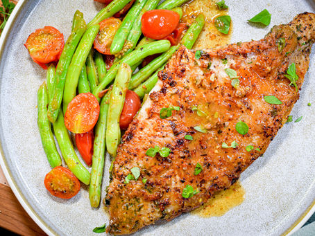 CATFISH W/ GREEN BEANS & TOMATOES
