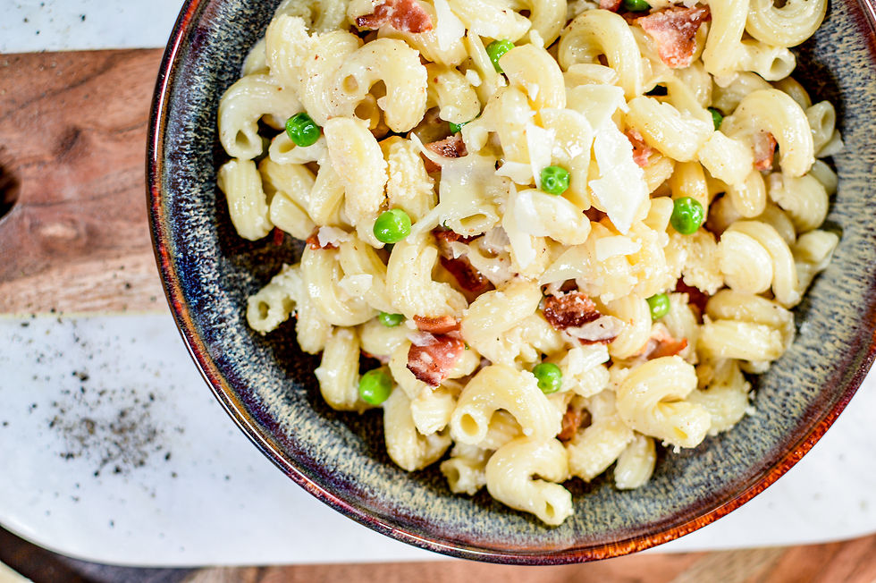 PASTA WITH PEAS AND BACON