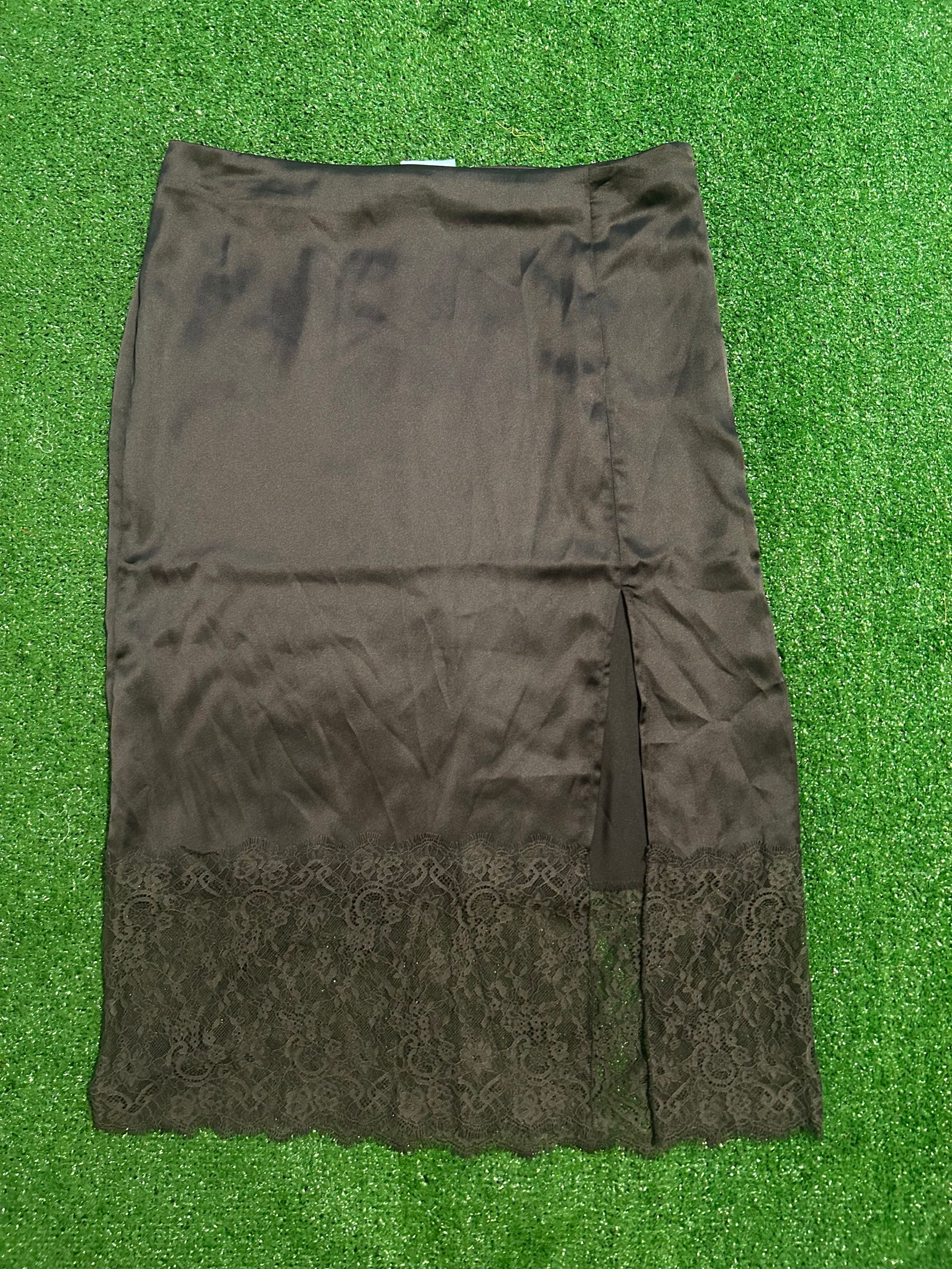 Dark Brown Satin Skirt