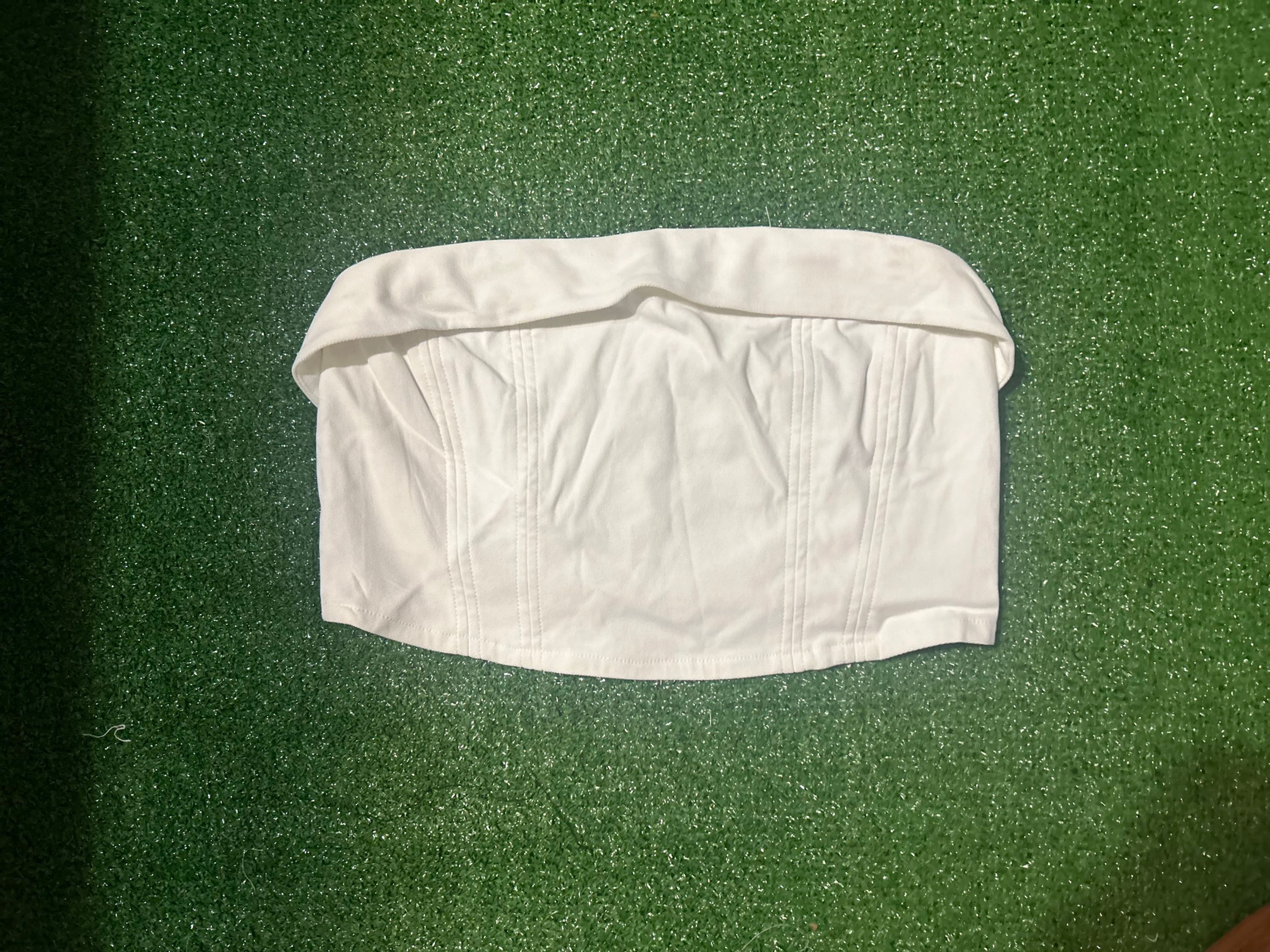 White  Strapeless Crop Top