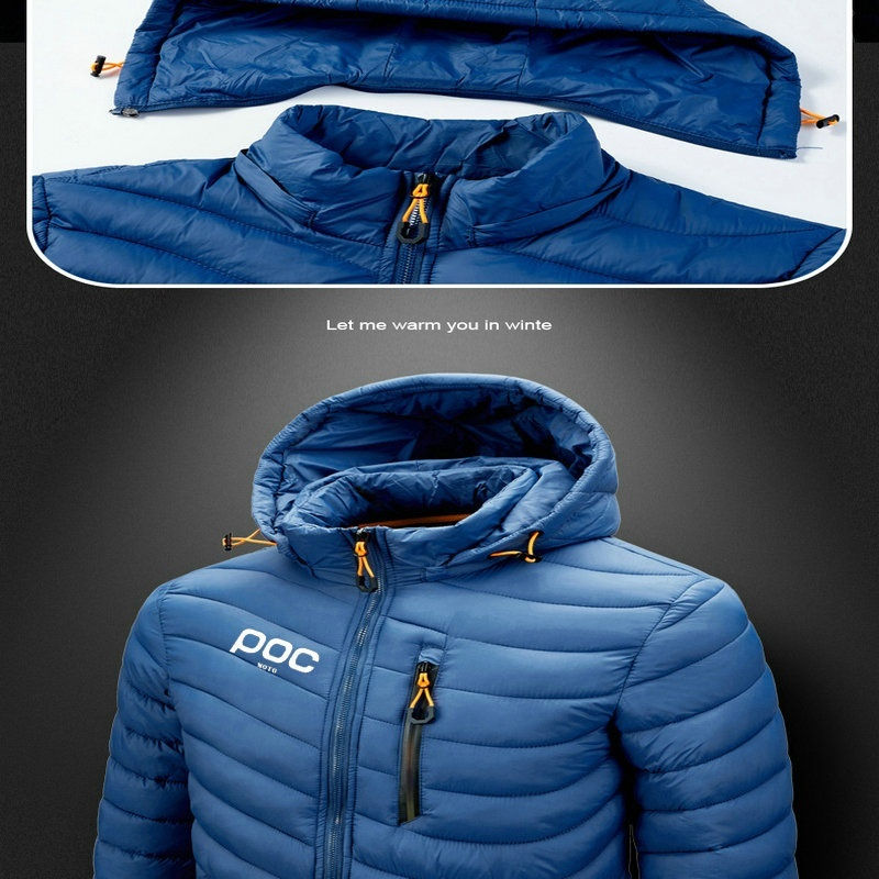 Thumbnail: Men's Winter Thermal Jacket Moto Poc Cycling Hooded Warm Coat Outdoor Windbreake