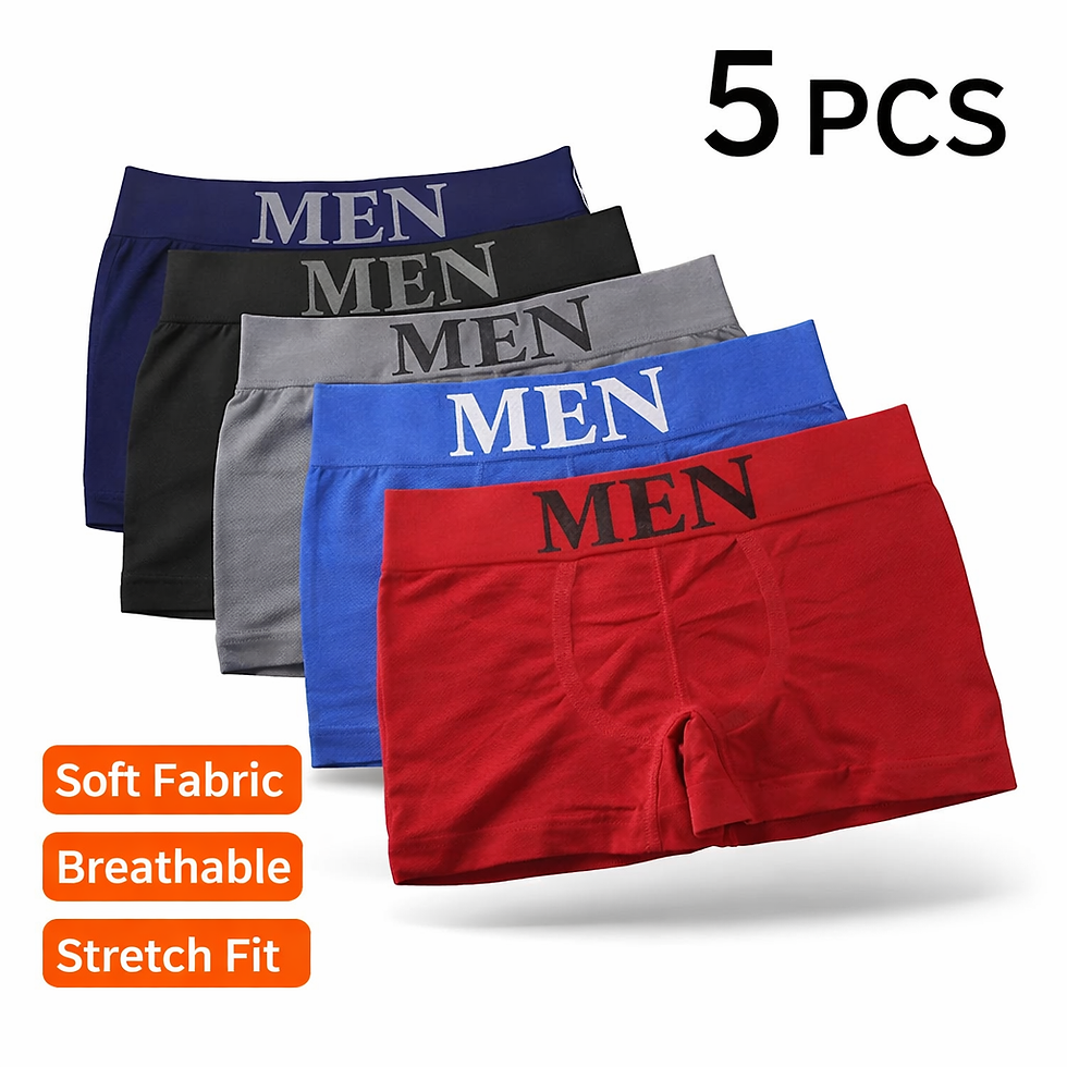 Thumbnail: 5 Pcs Men’s Boxer Briefs Breathable Soft Stretch Underwear High Elastic Comfor