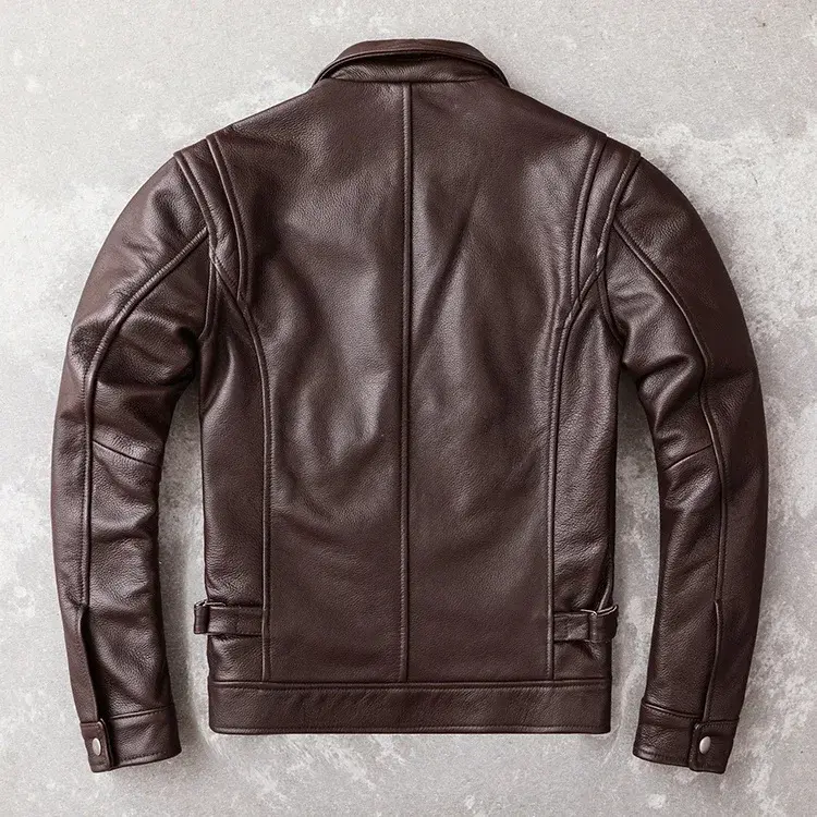 Thumbnail: New Casual Real Cowhide Genuine Leather Jacket Men Slim Mens Clothes Spring Autu