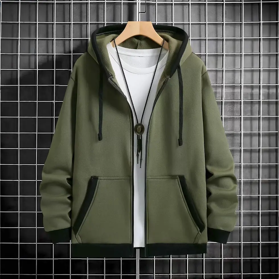 Thumbnail: Thickened Men's Hooded Zipper Cardigan Casual Outerwear Fashionable Sweatshirt A