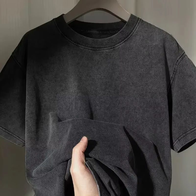 Thumbnail: T Shirt Sports T Shirt Short Sleeve T Shirt Beige Unisex Pure Cotton Washed Vint