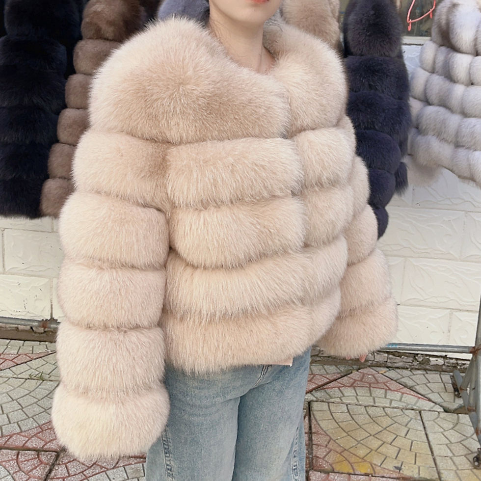 Thumbnail: QUEENTINA Fox Fur Coat Real Winter Women'S Fashion Brown 2025 Leather And Skin C