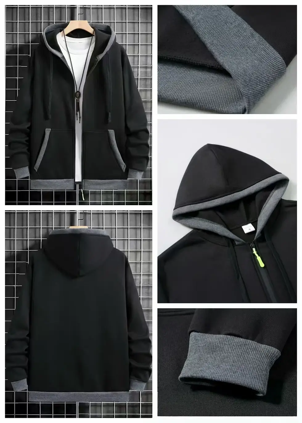 Thumbnail: Thickened Men's Hooded Zipper Cardigan Casual Outerwear Fashionable Sweatshirt A