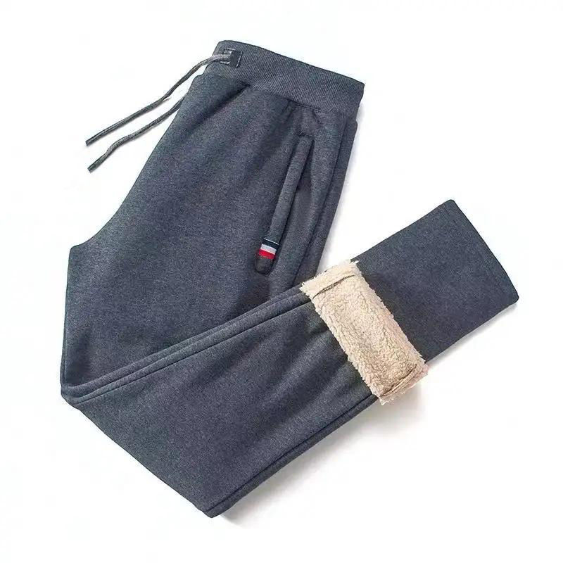 Thumbnail: Winter Lambswool Warm Casual Pants Men's Fitness Jogging Sweatpants Male Solid D