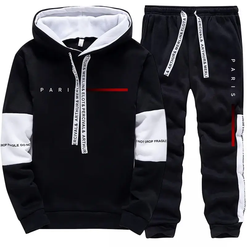 Men's Hooded Sweatshirts Sweatpants Paris Fashion Hoodie Streetwear Male All Sea