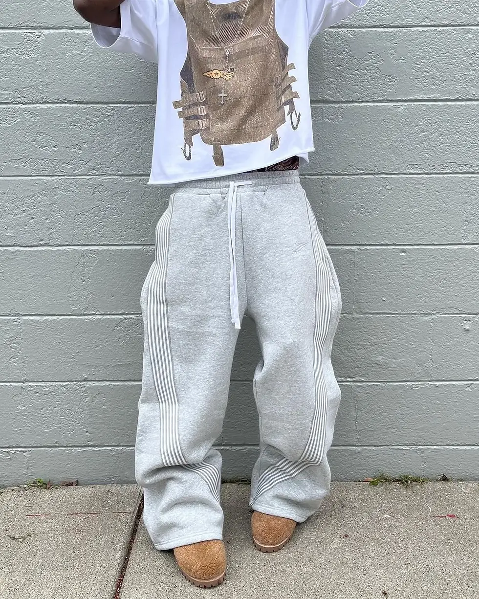 Thumbnail: Casual Loose Straight Leg Pants Striped 2025 Summer Fashion Trend Brand Street H