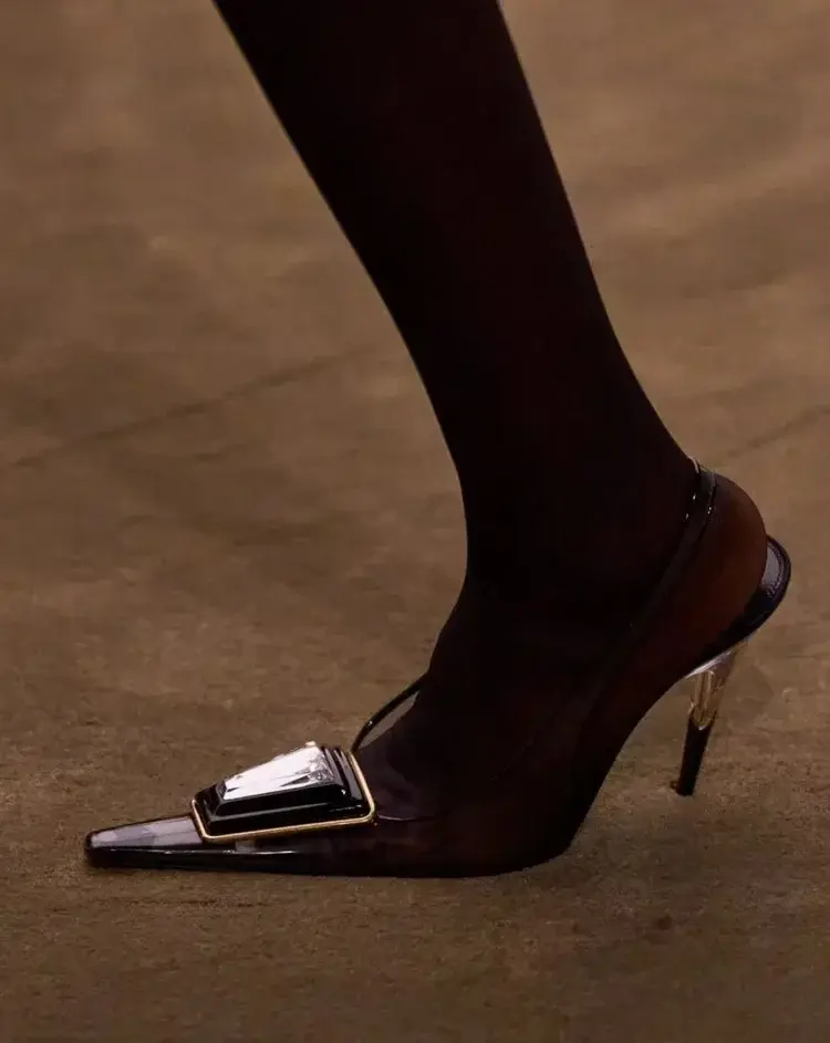 Thumbnail: European and American Niche Brand's High-heeled Back Strap Style Toe Sandals for
