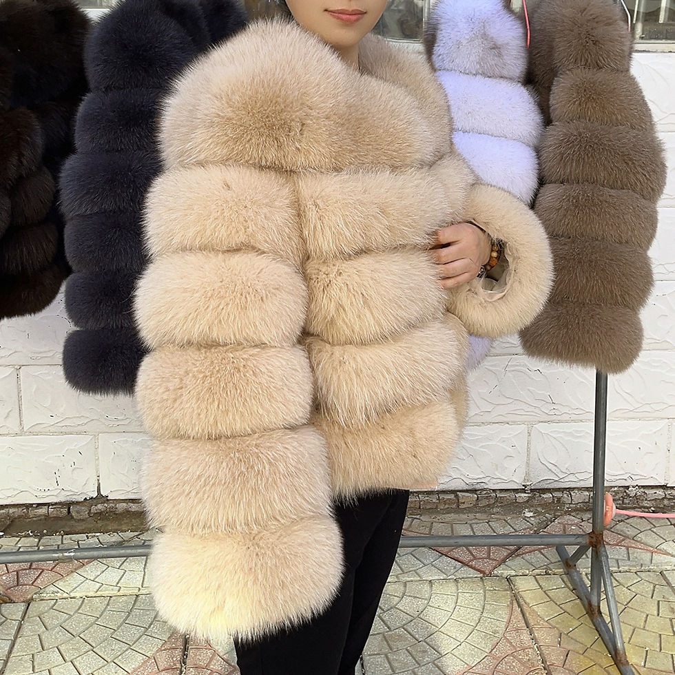Thumbnail: QUEENTINA Fox Fur Coat Real Winter Women'S Fashion Brown 2025 Leather And Skin C