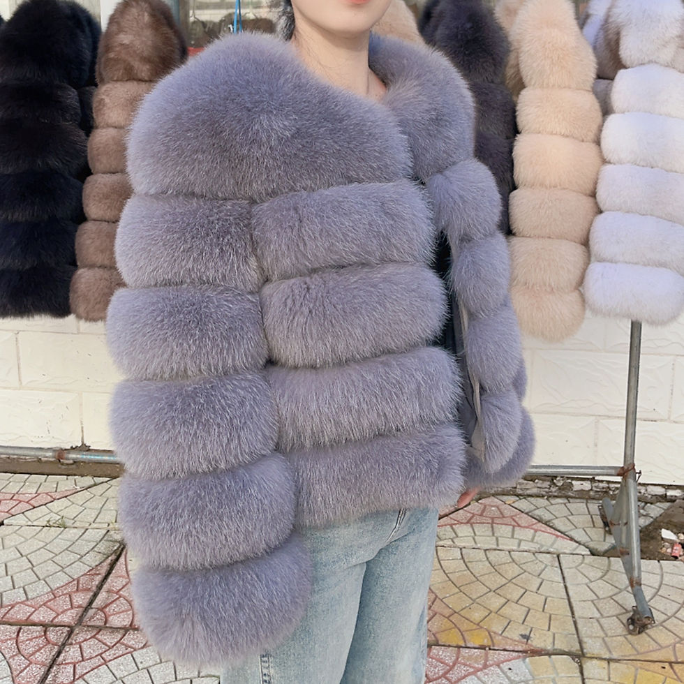 Thumbnail: QUEENTINA Fox Fur Coat Real Winter Women'S Fashion Brown 2025 Leather And Skin C
