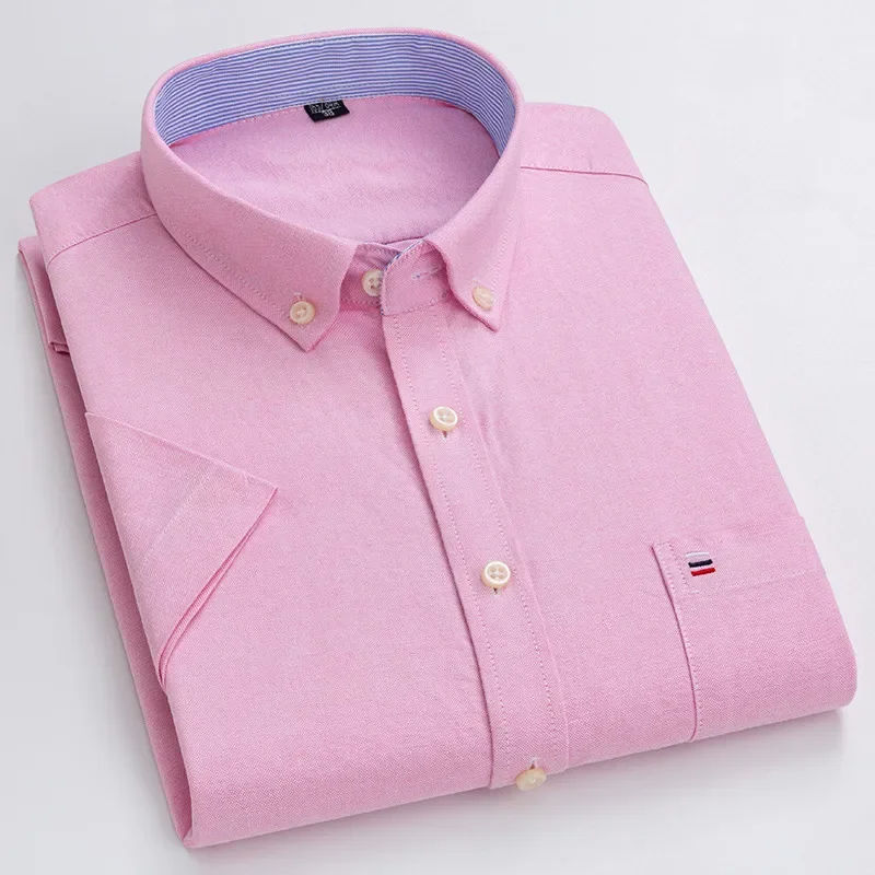 Thumbnail: Men's high-quality Oxford cotton short sleeved shirt for summer comfort breathab