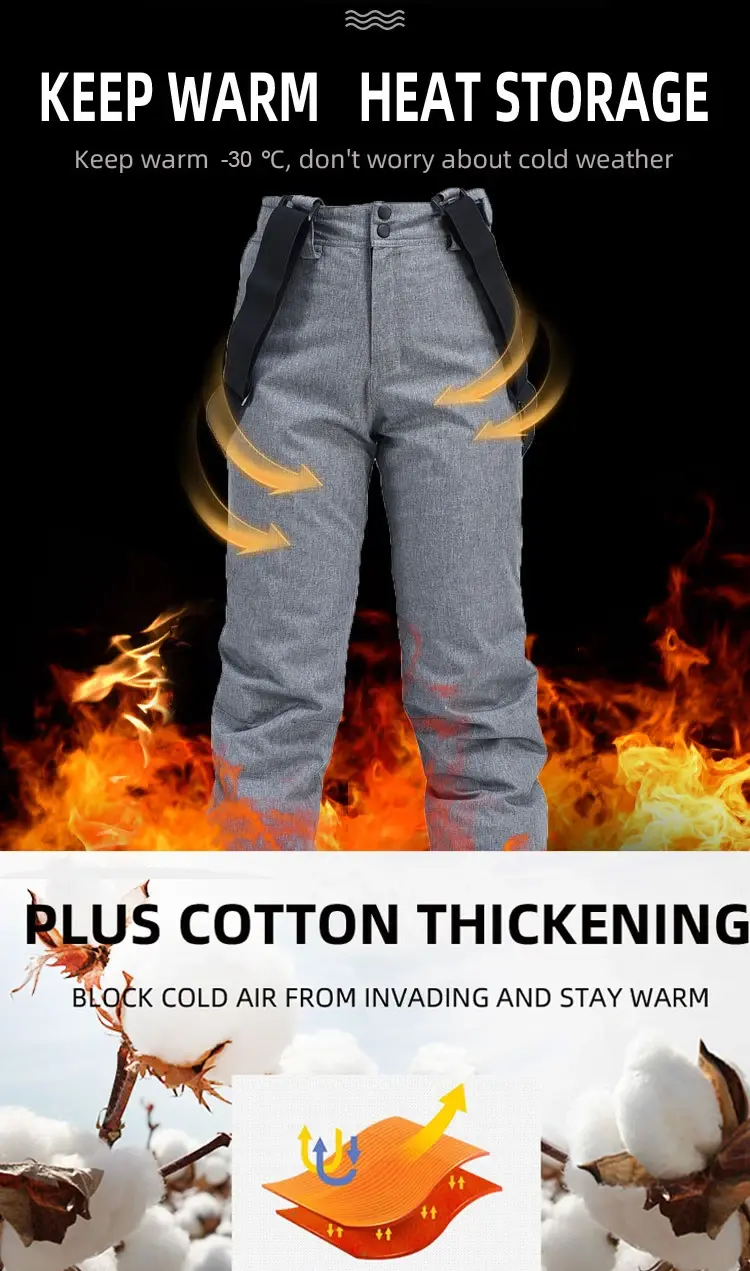Thumbnail: Women Winter Pant High Quality Men Thick Warm Skiing Pants Windproof Waterproof 