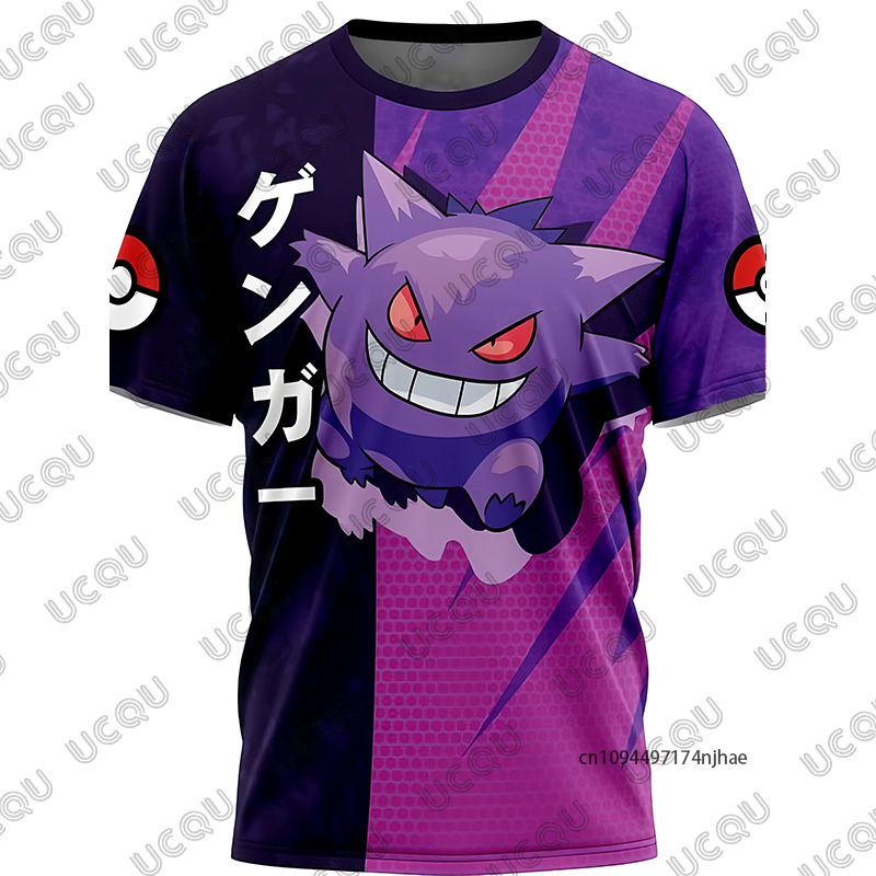 Summer New Pokémon Gengar Cartoon Print Men's and Women‘s T Shirt Short-sleev