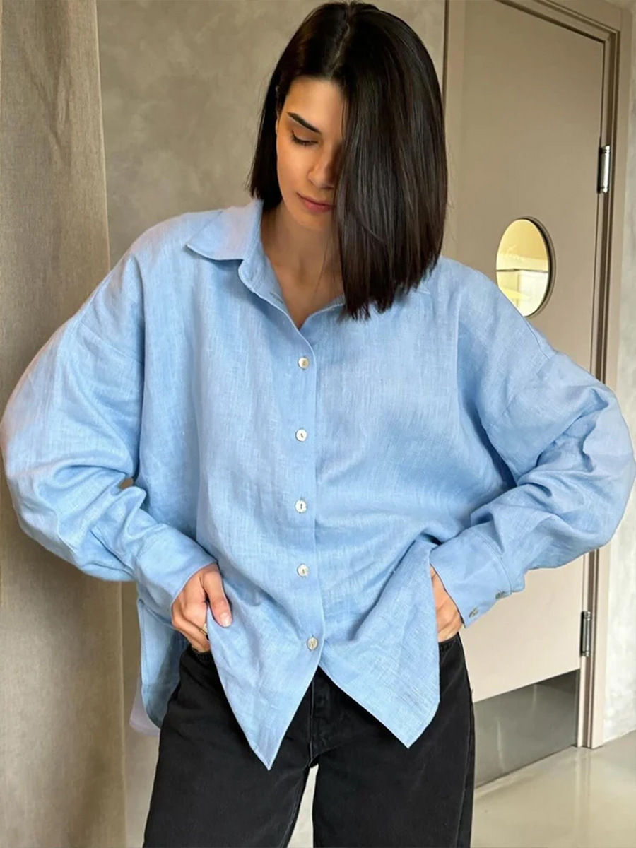 Thumbnail: Bornladies 100% Cotton Spring Summer Versatile Lazy Casual Shirt Women's Fashion