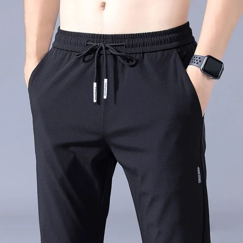 Thumbnail: Ice Silk Men's Pants 2024 Summer New Black Gray Thin Business Casual Pants Outdo