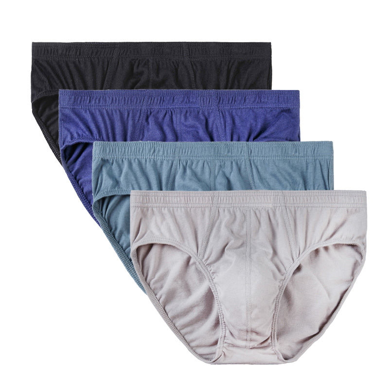 Thumbnail: 4 Pcs/Lot Men's 100% Cotton Breathable Briefs Comfortable Male Underwear Lingeri