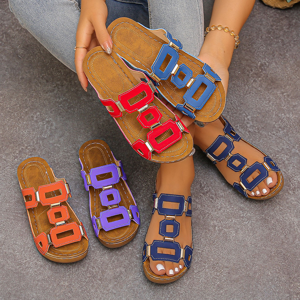 Thumbnail: Large Size Roman Style Women's Sandals Open Toe Beach Slippers Summer Wedges Com