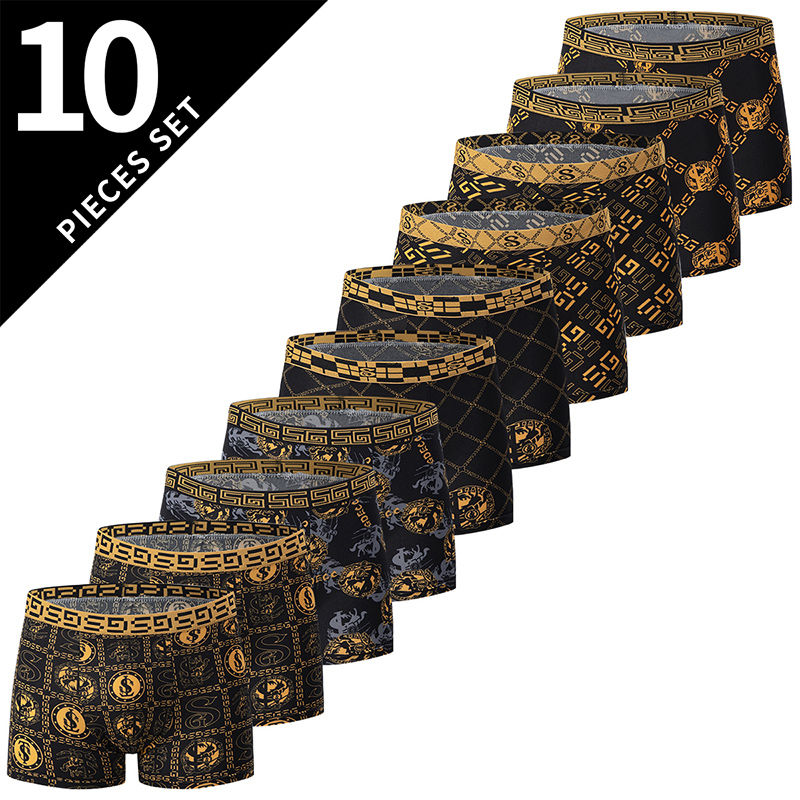 Thumbnail: 4/5/10Pcs Men's Fashionable Printed Multi-color Combination Underwear Shorts You