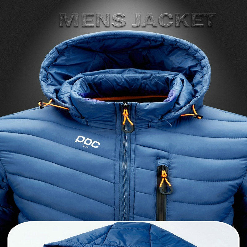 Thumbnail: Men's Winter Thermal Jacket Moto Poc Cycling Hooded Warm Coat Outdoor Windbreake