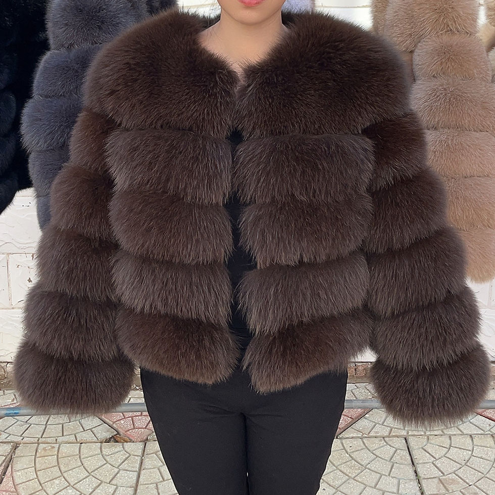 Thumbnail: QUEENTINA Fox Fur Coat Real Winter Women'S Fashion Brown 2025 Leather And Skin C