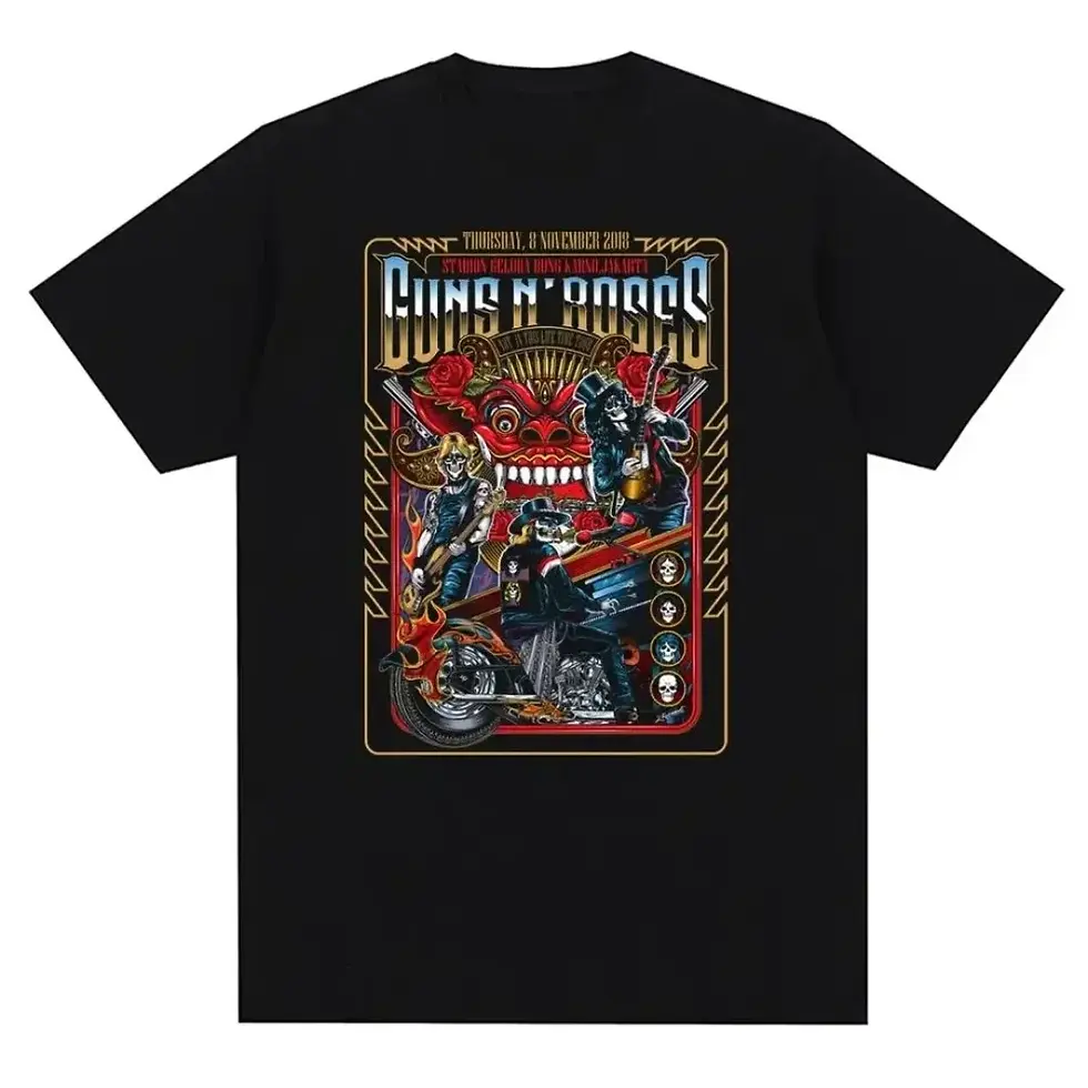 Thumbnail: Fashion Guns N Roses Graphic T Shirt Vintage Rock Style Streetwear Short Sleeve 