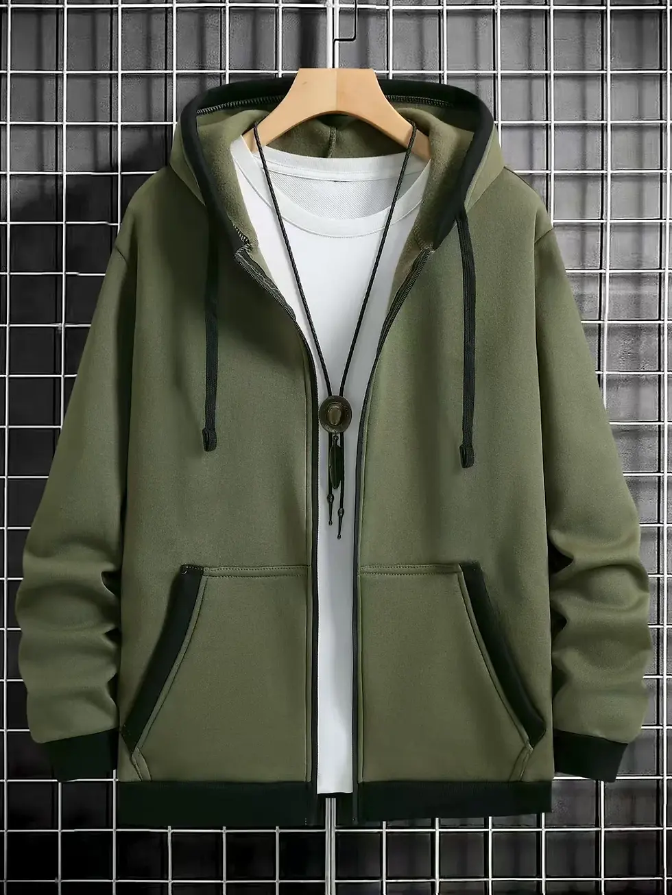 Thumbnail: Thickened Men's Hooded Zipper Cardigan Casual Outerwear Fashionable Sweatshirt A