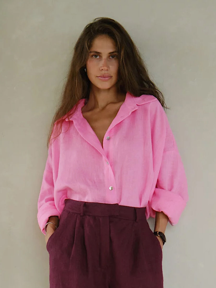 Thumbnail: Bornladies 100% Cotton Spring Summer Versatile Lazy Casual Shirt Women's Fashion