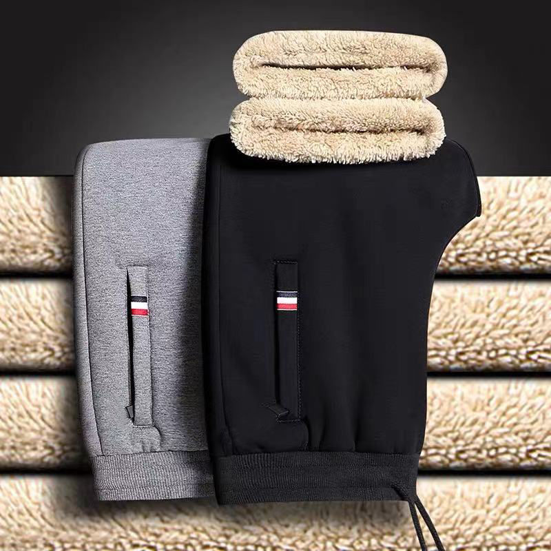 Thumbnail: Winter Lambswool Warm Casual Pants Men's Fitness Jogging Sweatpants Male Solid D