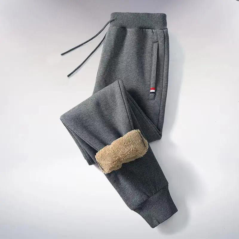 Thumbnail: Winter Lambswool Warm Casual Pants Men's Fitness Jogging Sweatpants Male Solid D
