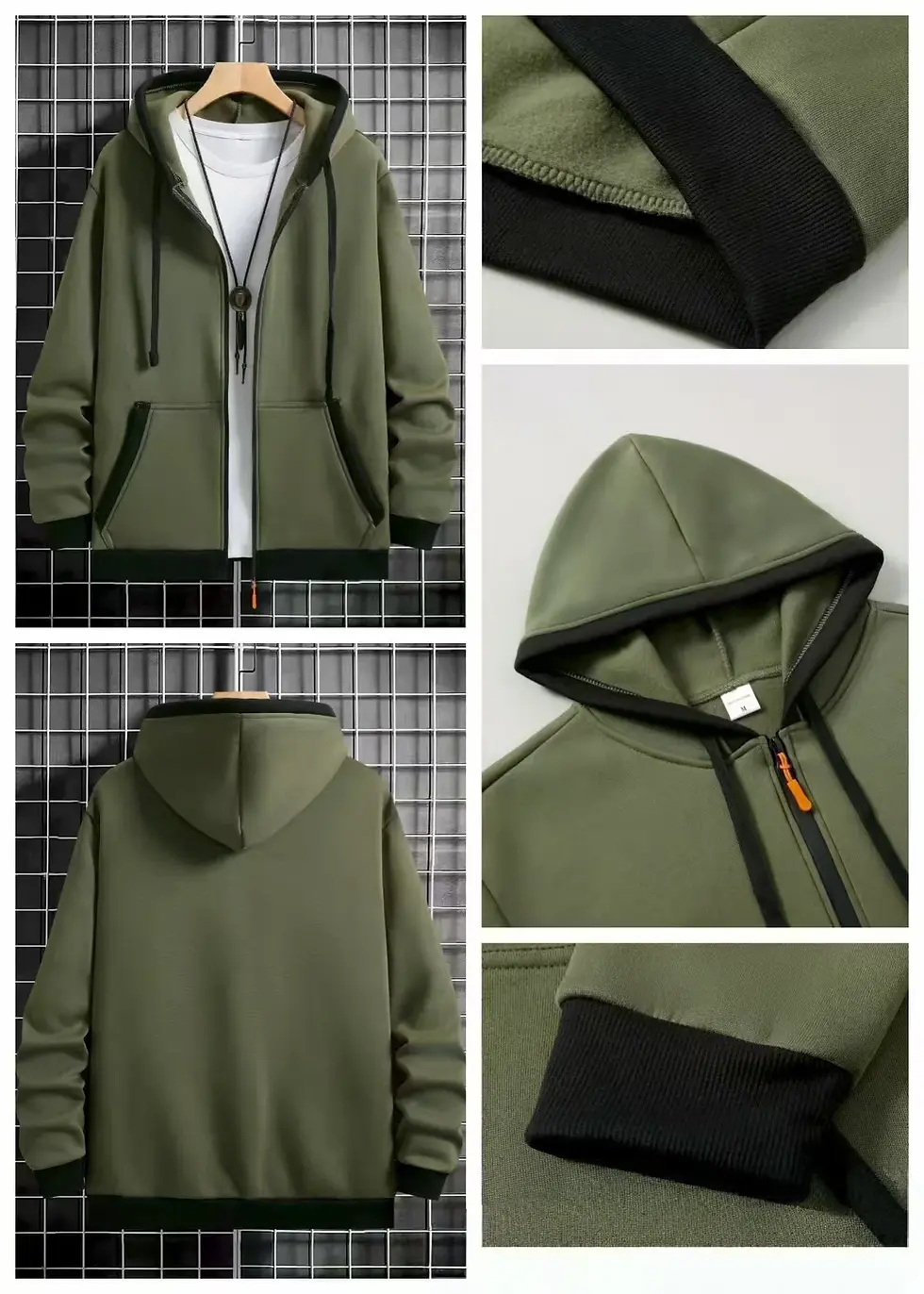 Thumbnail: Thickened Men's Hooded Zipper Cardigan Casual Outerwear Fashionable Sweatshirt A