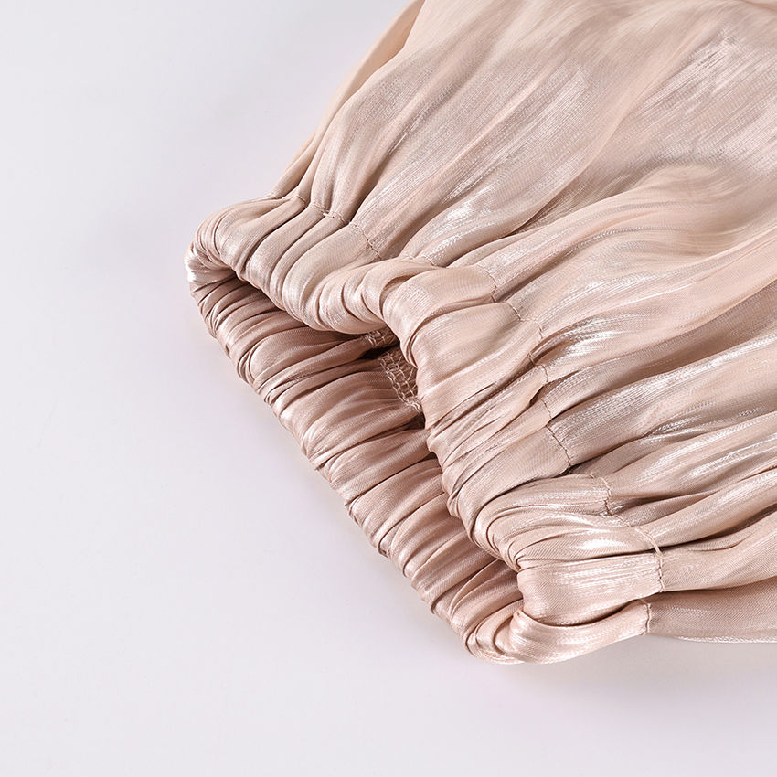 Thumbnail: Linad Elegant Pink Crepe Loose Bloomers For Woman Street Chic Pleated Trousers F