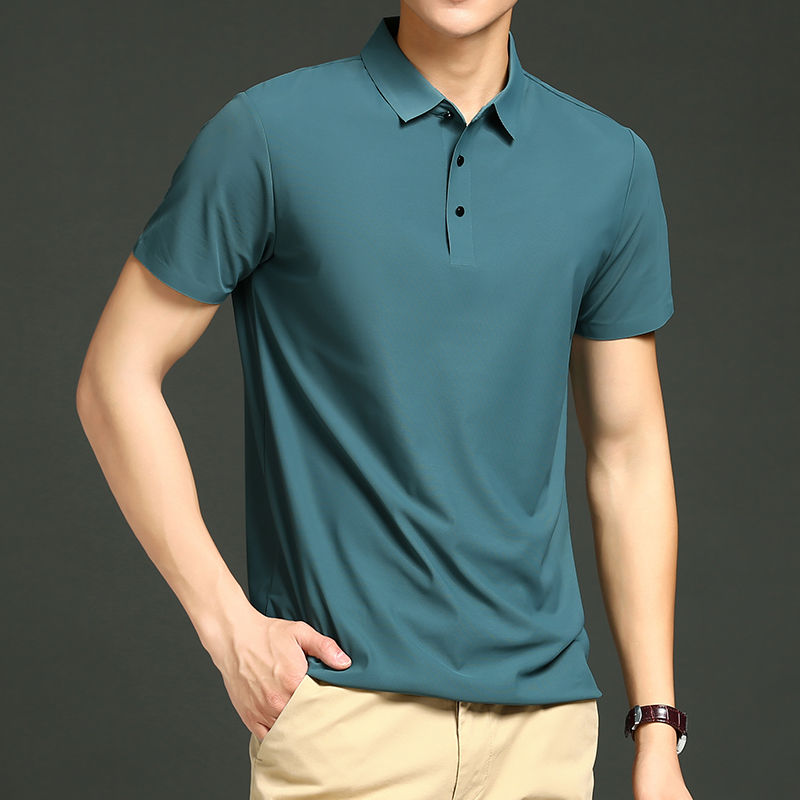 Thumbnail: Golf Solid Ice Silk Traceless Silk Loose Polo Shirt Short Sleeve T-shirt Men's E