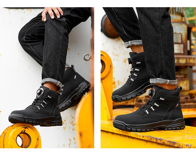 Thumbnail: Waterproof Safety Boots Men Indestructible Steel Toe Work Boots Anti-smash Stab-
