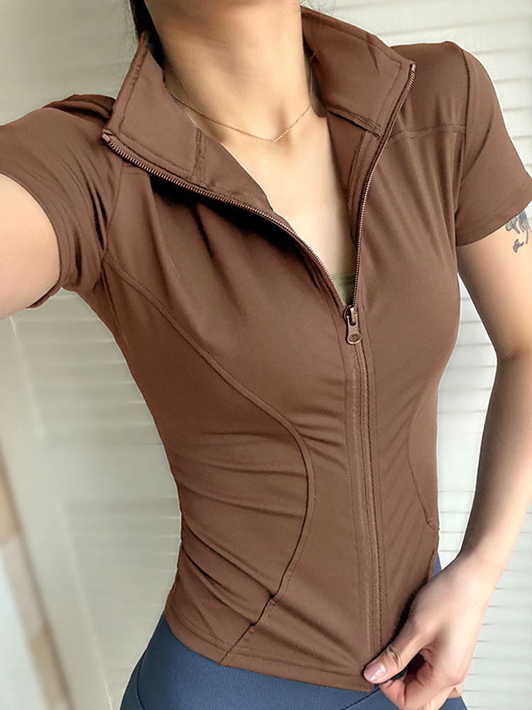 Thumbnail: Summer High Quality Waist Slimming Training Tops Women's Quick-drying Tight Stan