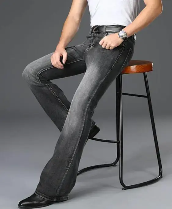Thumbnail: Men's Flared Pants, Classic Flared  Jeans , Loose Leg Jeans, Boot Cut Trouser,