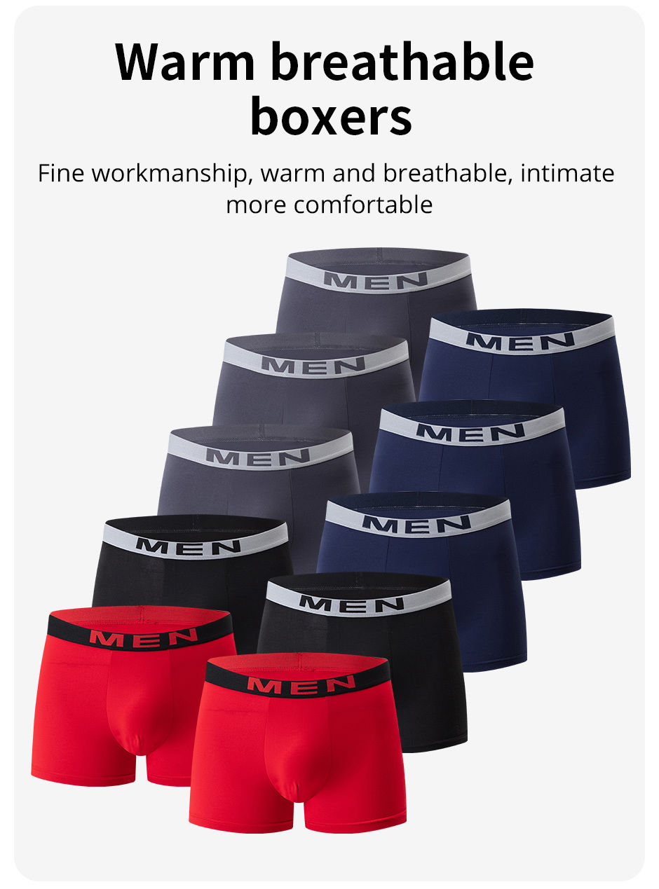 Thumbnail: 4/5/10Pcs Men's Fashionable Printed Multi-color Combination Underwear Shorts You
