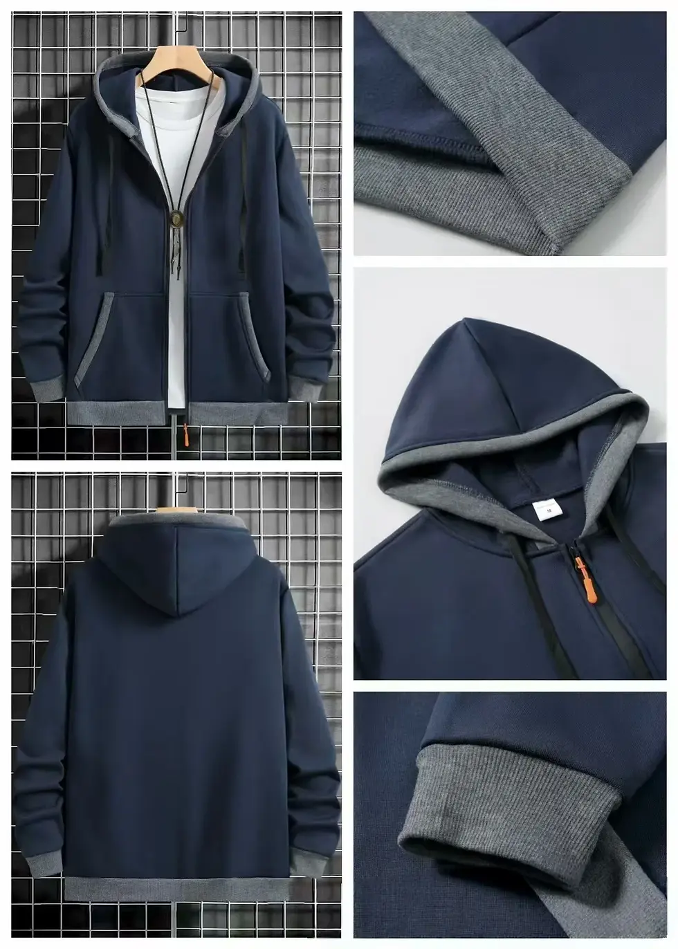 Thumbnail: Thickened Men's Hooded Zipper Cardigan Casual Outerwear Fashionable Sweatshirt A