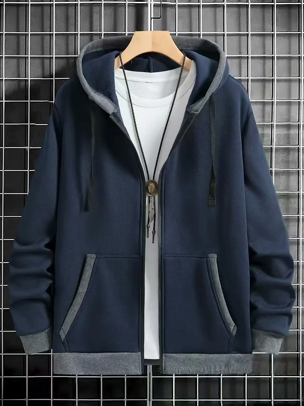 Thumbnail: Thickened Men's Hooded Zipper Cardigan Casual Outerwear Fashionable Sweatshirt A