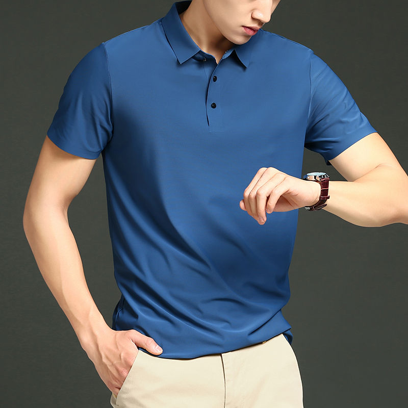 Thumbnail: Golf Solid Ice Silk Traceless Silk Loose Polo Shirt Short Sleeve T-shirt Men's E