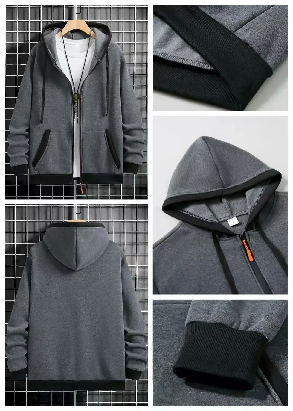 Thumbnail: Thickened Men's Hooded Zipper Cardigan Casual Outerwear Fashionable Sweatshirt A