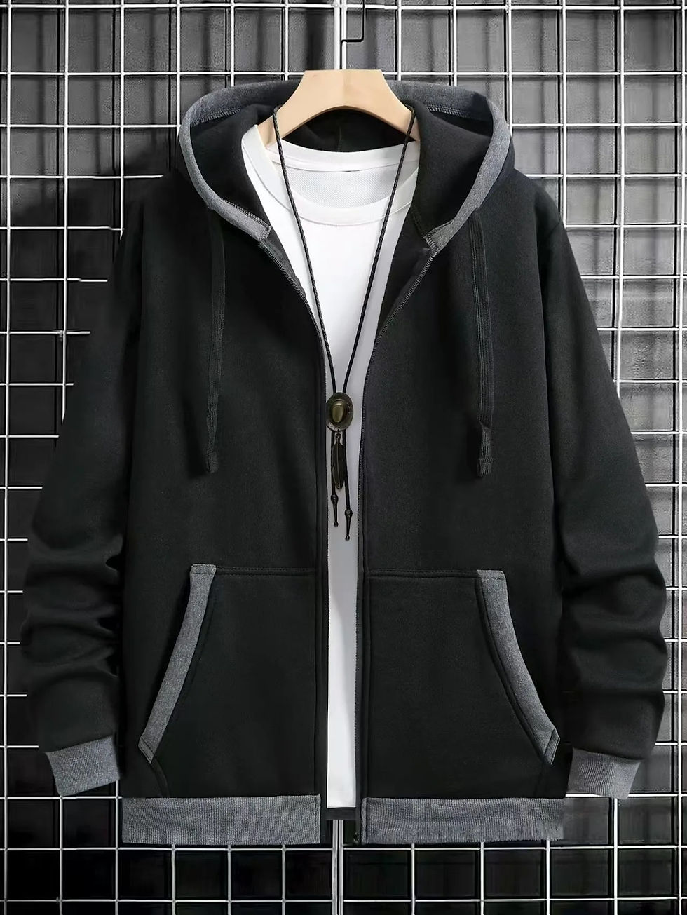 Thumbnail: Thickened Men's Hooded Zipper Cardigan Casual Outerwear Fashionable Sweatshirt A