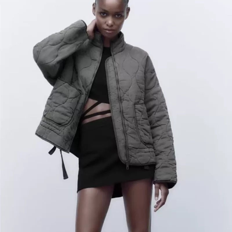 Thumbnail: Women's Polyester Padded Jacket 2026New Arrival Vintage Lenzing Rayon High Colla